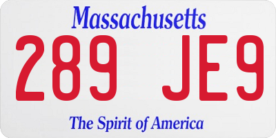 MA license plate 289JE9