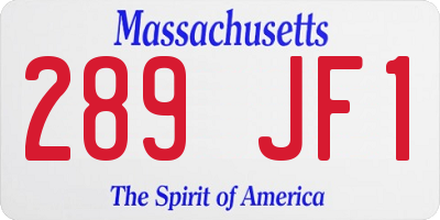 MA license plate 289JF1