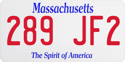 MA license plate 289JF2