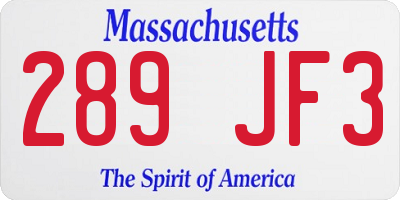 MA license plate 289JF3
