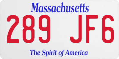 MA license plate 289JF6