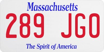 MA license plate 289JG0