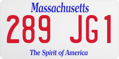 MA license plate 289JG1