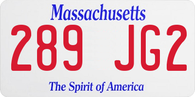 MA license plate 289JG2