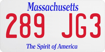MA license plate 289JG3