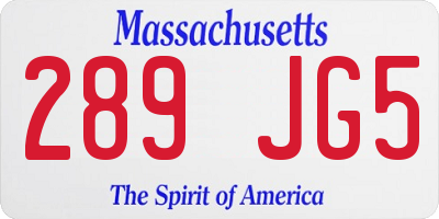 MA license plate 289JG5