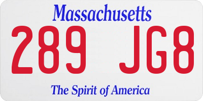 MA license plate 289JG8