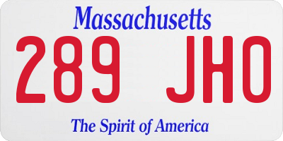 MA license plate 289JH0