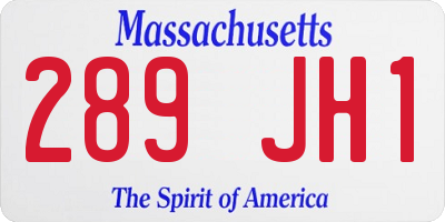 MA license plate 289JH1