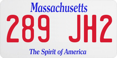 MA license plate 289JH2