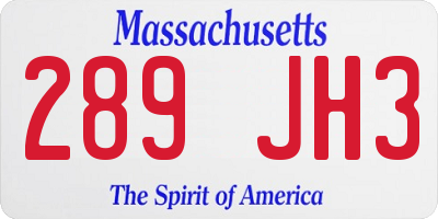 MA license plate 289JH3