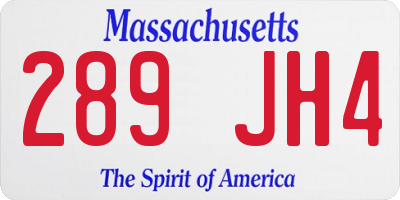 MA license plate 289JH4