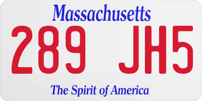 MA license plate 289JH5