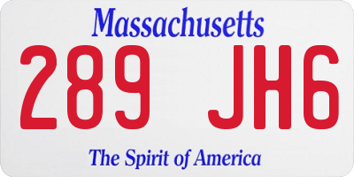 MA license plate 289JH6
