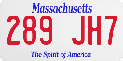 MA license plate 289JH7