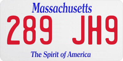 MA license plate 289JH9