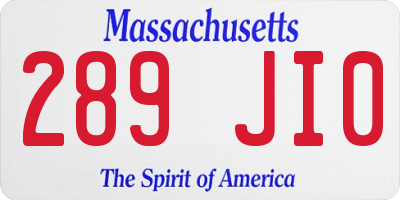 MA license plate 289JI0