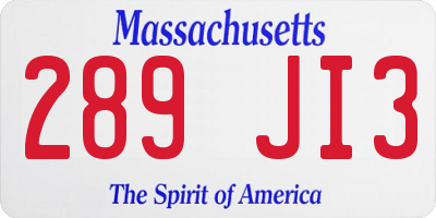 MA license plate 289JI3