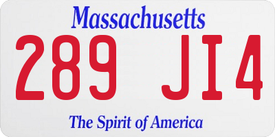 MA license plate 289JI4