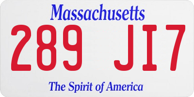 MA license plate 289JI7