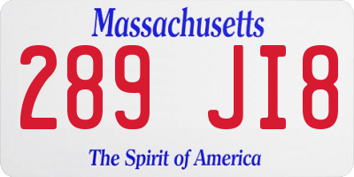 MA license plate 289JI8