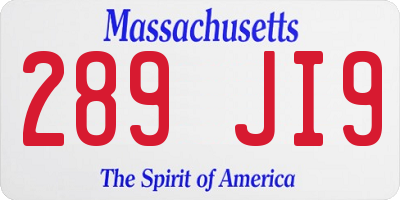 MA license plate 289JI9