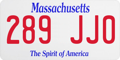 MA license plate 289JJ0