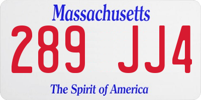 MA license plate 289JJ4