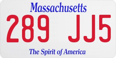MA license plate 289JJ5