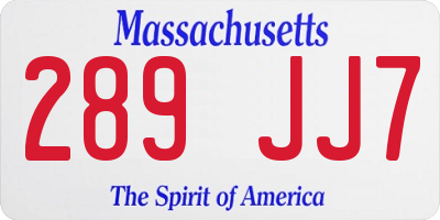 MA license plate 289JJ7