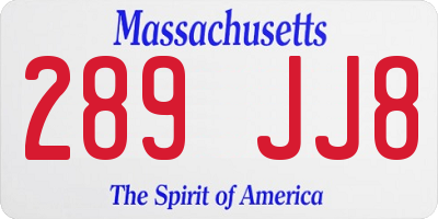 MA license plate 289JJ8