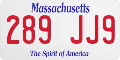 MA license plate 289JJ9