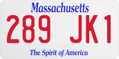 MA license plate 289JK1