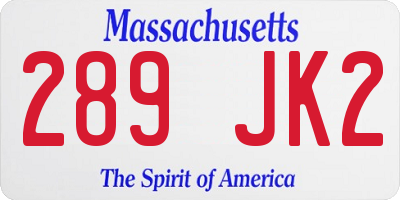 MA license plate 289JK2