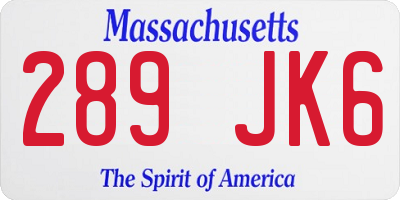 MA license plate 289JK6