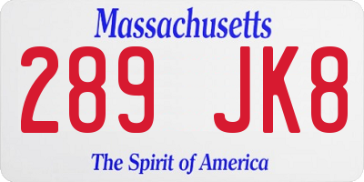 MA license plate 289JK8
