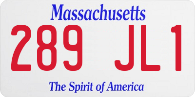 MA license plate 289JL1