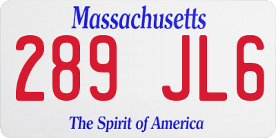 MA license plate 289JL6