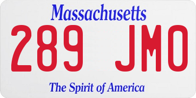 MA license plate 289JM0