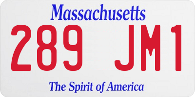 MA license plate 289JM1