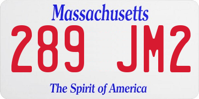 MA license plate 289JM2
