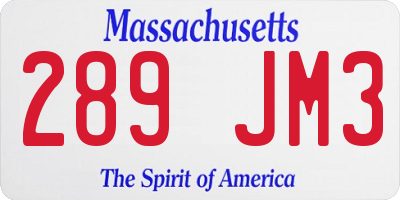 MA license plate 289JM3