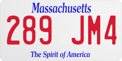 MA license plate 289JM4