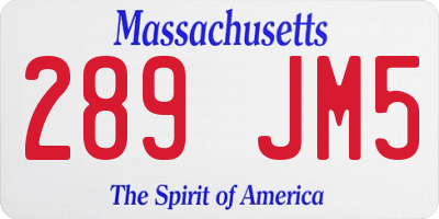 MA license plate 289JM5