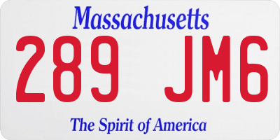 MA license plate 289JM6