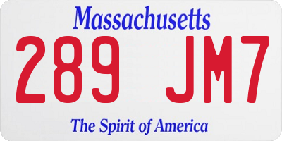 MA license plate 289JM7