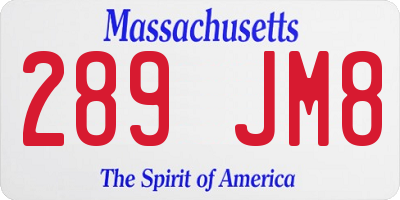 MA license plate 289JM8