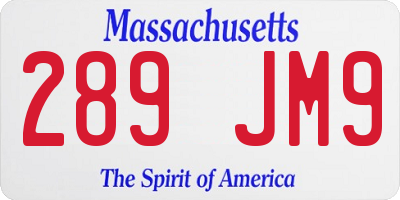 MA license plate 289JM9