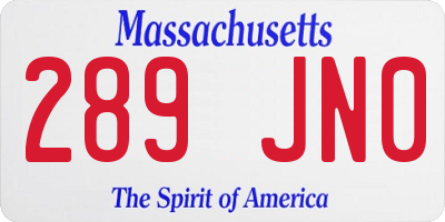 MA license plate 289JN0