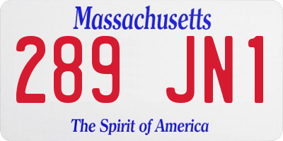 MA license plate 289JN1